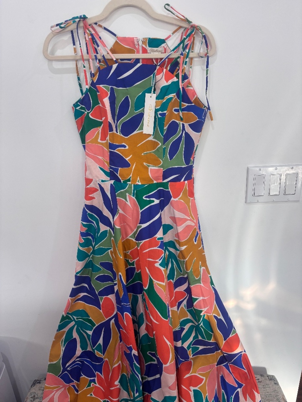 NWT Shoshanna Willow Dress Size 2 Sunburst Multi Botanical A-Line Tie Strap